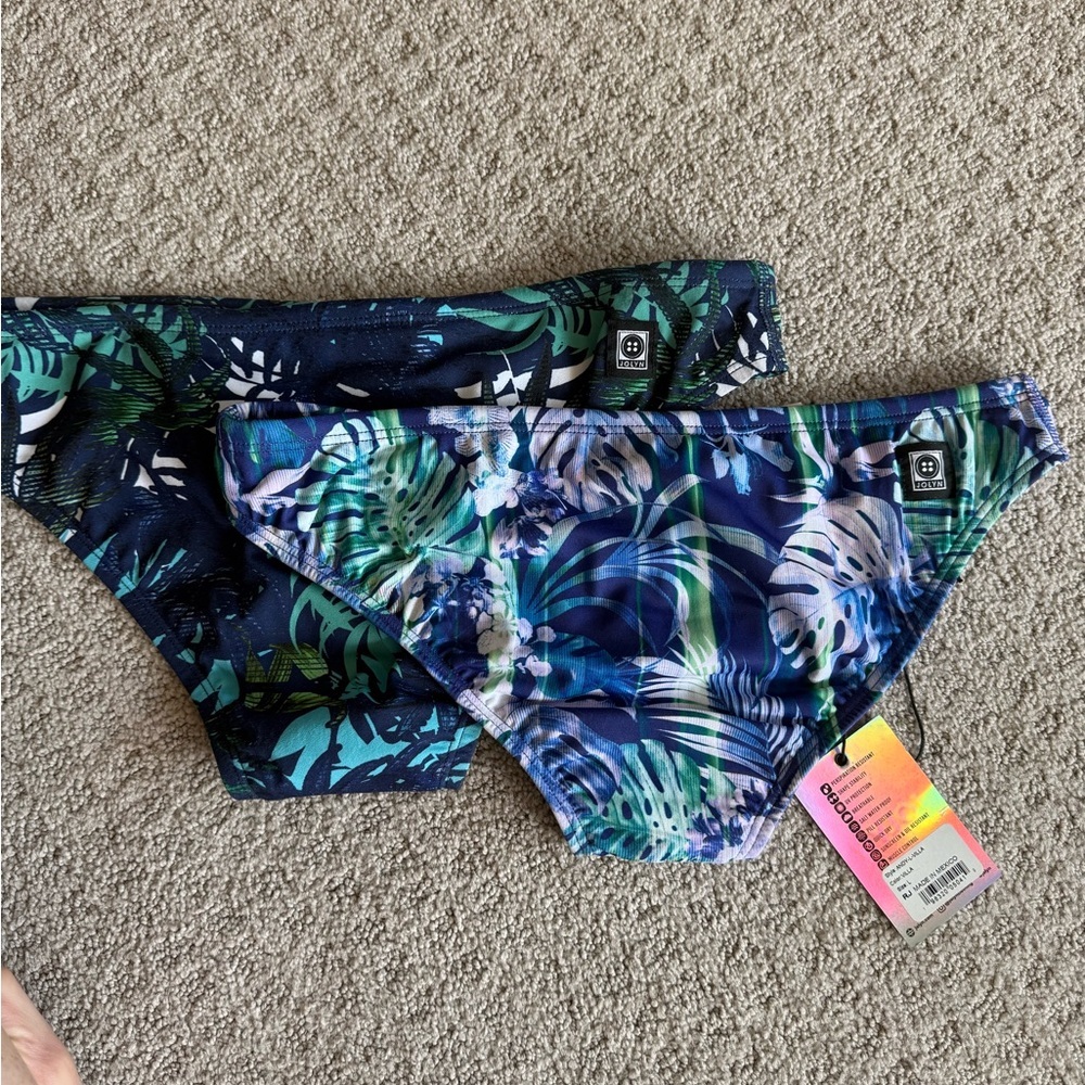Jolyn Clothing Andy Style Blue and Green Tropical Bikini Bottoms - Picture 2 of 7